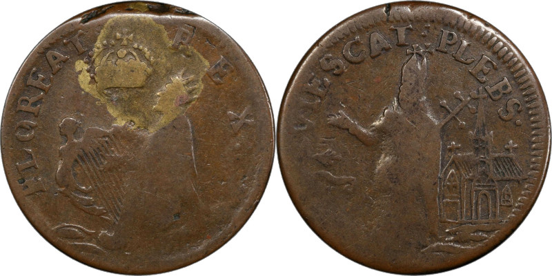 Undated (ca. 1652-1674) St. Patrick Farthing. Martin 3b.1-Eb.3, W-11500. Rarity-...