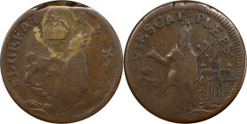 Undated (ca. 1652-1674) St. Patrick Farthing. Martin 3b.1-Eb.3, W-11500. Rarity-7+. Copper. Sea Beasts Below King, Masonic Punctuation. VG-8 (PCGS).
...