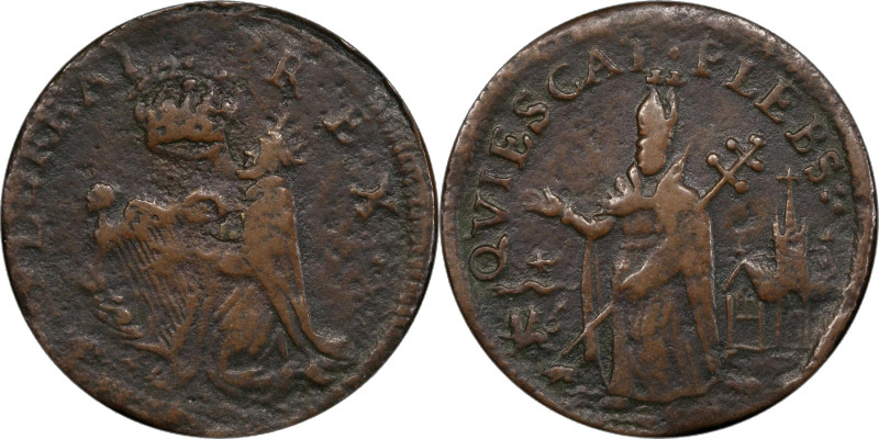 Undated (ca. 1652-1674) St. Patrick Farthing. Martin 3b.3-Fb.3, W-11500. Rarity-...