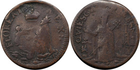 Undated (ca. 1652-1674) St. Patrick Farthing. Martin 3b.4-Fa.1, W-11500. Rarity-7. Copper. Sea Beasts Below King, Masonic Punctuation. Fine-12 (PCGS)....