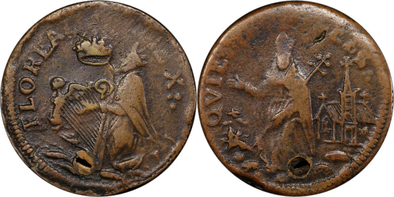 Undated (ca. 1652-1674) St. Patrick Farthing. Martin 3d.3-Fc.16, W-11500. Rarity...