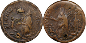 Undated (ca. 1652-1674) St. Patrick Farthing. Martin 3d.3-Fc.16, W-11500. Rarity-7-. Copper. Sea Beasts Below King, Masonic Punctuation. VF Details--D...
