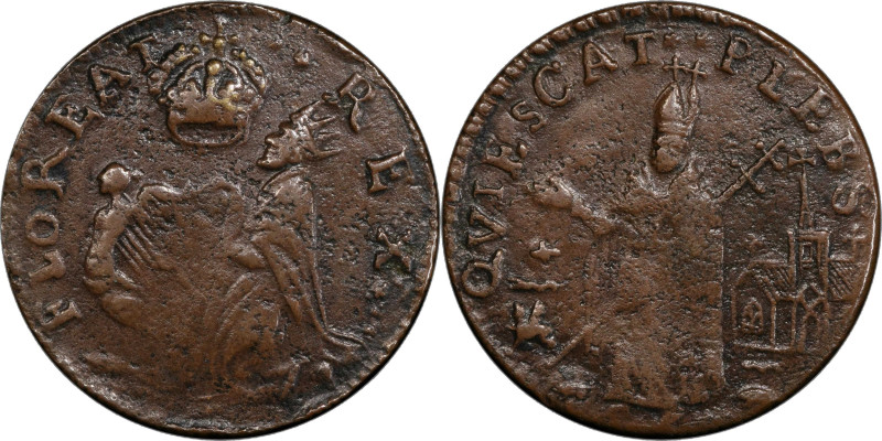 Undated (ca. 1652-1674) St. Patrick Farthing. Martin 4i.1-Gj.1, W-11500. Rarity-...