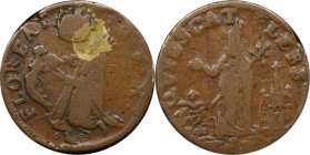 Undated (ca. 1652-1674) St. Patrick Farthing. Martin 6b.1-Ba.8, W-11500. Rarity-6. Copper. Annulet, Small 8, and Martlet Below King. Fine-12 (PCGS).
...