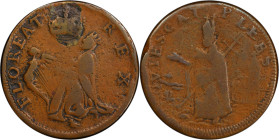 Undated (ca. 1652-1674) St. Patrick Farthing. Martin 8a.4-Ca.1, W-11500. Rarity-6. Copper. Martlet Alone Below King. VF-30 (PCGS).

A hard, somewhat...