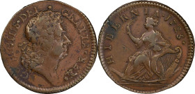 1723 Wood's Hibernia Halfpenny. Martin 4.40-Gd.6, W-13120. Rarity-6. VF-35 (PCGS).

112.8 grains.

PCGS# 920932. NGC ID: F7J4.

From the Sydney ...