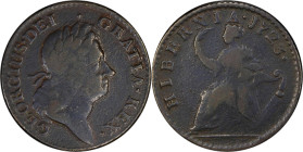 1723 Wood's Hibernia Halfpenny. Martin 4.42-Gb.5, W-13120. Rarity-5. VF Details--Environmental Damage (PCGS).

92.4 grains.

PCGS# 920935. NGC ID:...