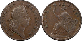 1723 Wood's Hibernia Halfpenny. Martin 4.42-Gc.20, W-13120. Rarity-3. EF-40 (PCGS).

100.8 grains.

PCGS# 920936. NGC ID: F7J4.

From the Sydney...