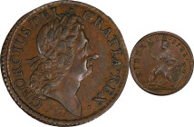 1723 Wood's Hibernia Halfpenny. Martin 4.43-Gc.21, W-13120. Rarity-5. AU-53 (PCGS).

121.0 grains.

PCGS# 920938. NGC ID: F7J4.

From the Sydney...