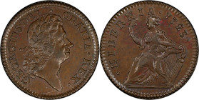 1723 Wood's Hibernia Halfpenny. Martin 4.44-Fa.3, W-13470. Rarity-3. AU-58+ (PCGS).

107.3 grains. A beautiful example of the type - hard, lustrous ...