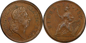 1723 Wood's Hibernia Halfpenny. Martin 4.44-Gc.22, W-13120. Rarity-5. AU-53 (PCGS).

107.0 grains.

PCGS# 920943. NGC ID: F7J4.

From the Sydney...