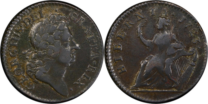 1723 Wood's Hibernia Halfpenny. Martin 4.46-Gd.2, W-13570. Rarity-5. VF Details-...