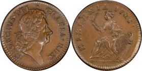 1723 Wood's Hibernia Halfpenny. Martin 4.48-Gb.4, W-13120. Rarity-4. AU-55 (PCGS).

110.2 grains.

PCGS# 920821. NGC ID: F7J4.

From the Sydney ...