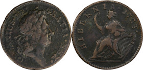 1723 Wood's Hibernia Halfpenny. Martin 4.48-Gd.2, W-13570. Rarity-6. VF Details--Environmental Damage (PCGS).

109.7 grains.

PCGS# 920956. NGC ID...
