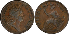 1723 Wood's Hibernia Halfpenny. Martin 4.49-Gb.4, W-13120. Rarity-6. EF-40 (PCGS).

100.6 grains.

PCGS# 920957. NGC ID: F7J4.

From the Sydney ...