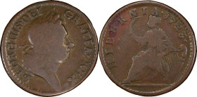 1723 Wood's Hibernia Halfpenny. Martin 4.53-Gc.12, W-13120. Rarity-6. VG-10 (PCGS).

111.4 grains.

PCGS# 920963. NGC ID: F7J4.

From the Sydney...