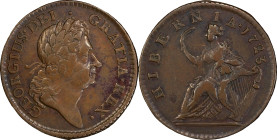 1723 Wood's Hibernia Halfpenny. Martin 4.54-Ha.2, W-12900. Rarity-3. EF-40 (PCGS).

108.2 grains.

PCGS# 920968. NGC ID: F7J4.

From the Sydney ...