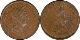 1723 Wood's Hibernia Halfpenny. Martin 4.55-Gc.26, W-13120. Rarity-4. AU-55 (PCGS).

118.6 grains.

PCGS# 921247. NGC ID: F7J4.

From the Sydney...