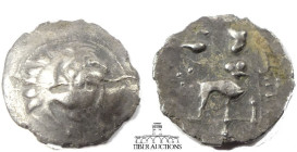 Danubian Celts imitating Philip III AR Drachm 3rd Century BC, Herakles / Zeus seated. 18.8 mm, 2.90 g.