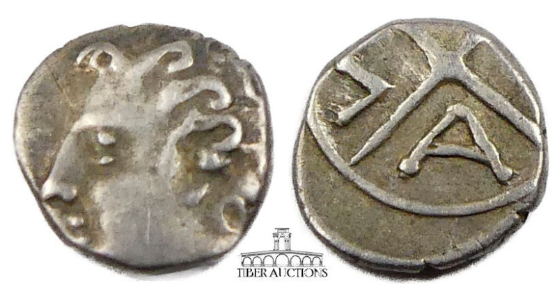 Gaul, Massalia. AR Obol, circa 4th Century BC., Apollo left / Wheel of four spok...