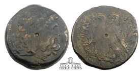 Egypt, Ptolemaic Kings of. Ptolemy VIII Euergetes II (Physcon). 170-163 BC., Æ 31. Head of Zeus-Ammon / Two eagles with closed wings. 31 mm, 27.64 g.