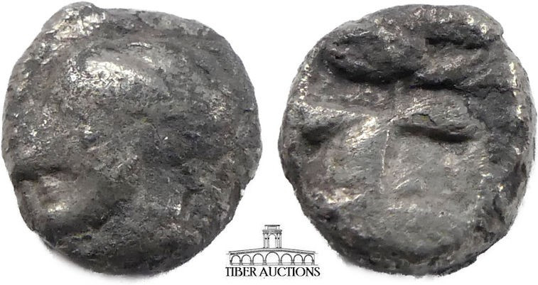 IONIA, Phokaia. AR Trihemiobol, circa late 6th Century BC., Female head left / I...
