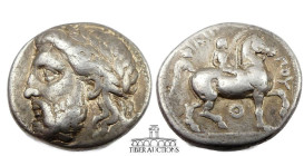 Kings of Macedon. Philip II 359-336 BC., AR tetradrachm, Lifetime issue of Pella, ca. 342-336 BC. Zeus left / Youth on horseback, Θ below. Le Rider 43...