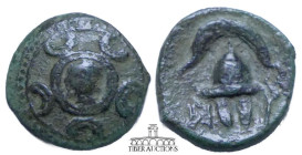 Kings of Macedon. Philip III - Antigonos I 323-310 BC., Æ 1/2 Unit, Heracles / Helmet. 14 mm, 2.28 g.