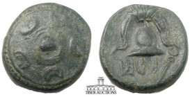 Kings of Macedon. Philip III - Antigonos I 323-310 BC., Æ 1/2 Unit, Heracles / Helmet. 14 mm, 4.16 g.