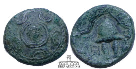 Kings of Macedon. Philip III - Antigonos I 323-310 BC., Æ 1/2 Unit, Heracles / Helmet. 16 mm, 4.21 g.