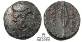 Kings of Macedon. Kassander 316-297 BC., Æ Unit, Helmet / Spear. 19 mm, 3.77 g.