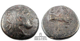 Kings of Macedon. Philip V 221-179 BC., Æ Unit, Struck circa 186-183/2 BC. Head of Herakles right, wearing lion skin / Two goats, recumbent right; gra...