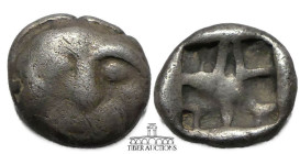 MYSIA, Parion. AR Drachm, circa 500-475 BC., Gorgoneion / Incuse punch with rough design. 13 mm, 2.44 g.
