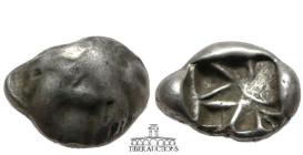 MYSIA, Parion. AR Drachm, circa 500-475 BC., Gorgoneion / Incuse punch with rough design. 15 mm, 3.87 g.