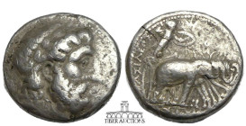 Seleukid Kings of Syria. Seleukos I, 312-280 BC., AR Tetradrachm, Seleucia on the Tigris mint, struck circa 288-287 BC., Laureate head of Zeus right /...