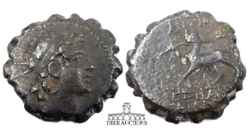 Seleukid Kings of Syria. Antiochos VI 144-142 BC. Æ 17 Serrate, Diademed and rad...