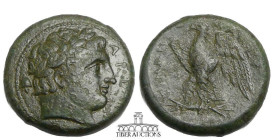 SICILY, Messana. The Mamertinoi 264-241 BC. Æ 27, Laureate head of Ares right; spear to left / Eagle standing left on thunderbolt, wings spread. 28 mm...