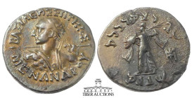 BAKTRIA, Greco-Baktrian Kingdom. Menander Circa 165/155-130 BC., AR Drachm, Diademed and draped bust right / Athena Alkidemos standing left, holding s...