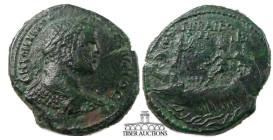 BITHYNIA, Nicaea. Caracalla. AD 198-217. Æ 30. Laureate and cuirassed bust right / Galley left with four oarsmen and pilot at stern; at prow, Serapis ...