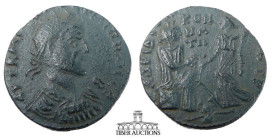 CILICIA, Diocaesarea. Philip I. AD 244-249. Æ Hexassarion. Radiate, draped, and cuirassed bust right, seen from behind / Two Tyche facing one another,...