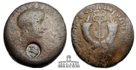 COMMAGENE, Unknown mint. Tiberius. 14-37 AD. Æ Dupondius. Laureate head right / Upright caduceus between two crossed cornucopias. Uncertain c/m. 28 mm...