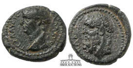 LYDIA, Sardes. Claudius. 41-54 AD. Æ 16 mm. Bare head left / Bare head of Hercules left. 15 mm, 3.07 g.