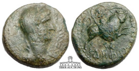 MACEDON, Amphipolis. Hadrian. AD 117-138. Æ 21. Bare head right / Artemis Tauropolos, holding billowing veil, riding on bull charging right. 20 mm, 7....