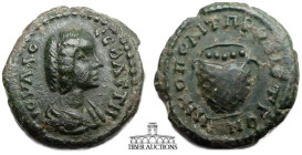 MOESIA INFERIOR, Nicopolis ad Istrum. Julia Domna. Augusta, AD 193-217. Æ 16. Draped bust right / Basket containing fruits. 16 mm, 3.24 g.