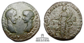 MOESIA INFERIOR, Marcianopolis. Macrinus, with Diadumenian, as Caesar. AD 217-218. Æ Pentassarion. Confronted heads of Macrinus and Diadumenian left /...