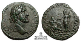 THRACE, Philippopolis. Antoninus Pius. AD 138-161. Æ 30. AD 142-144. Laureate head right / Tyche, wearing kalathos, standing left, holding patera and ...