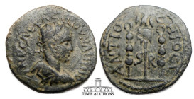 PISIDIA, Antiochia. Valerian I. AD 253-260. Æ 22. Radiate and cuirassed bust / Vexillum surmounted by an eagle, between two standards. 22 mm, 6.07 g.