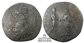 PONTUS, Amasia. Septimius Severus, AD 193-211. AE 30, issued A.D. 205-6, dated CY 208 of the era of Amasia. Laureate bust of Septimius Severus / Carac...