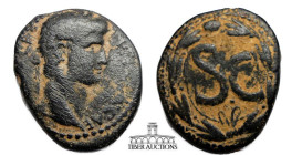 Seleucis and Pieria, Antioch. Claudius. AD 41-54. Æ 27. Laureate head right / Large S C within laurel wreath. 27 mm, 15.09 g.