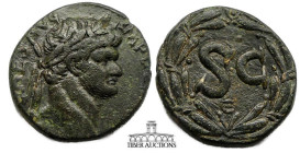 Seleucis and Pieria, Antioch. Domitian. AD 81-96. Æ 25. Struck AD 81-83. Laureate head right / Large S C within wreath. 25 mm, 14.03 g.